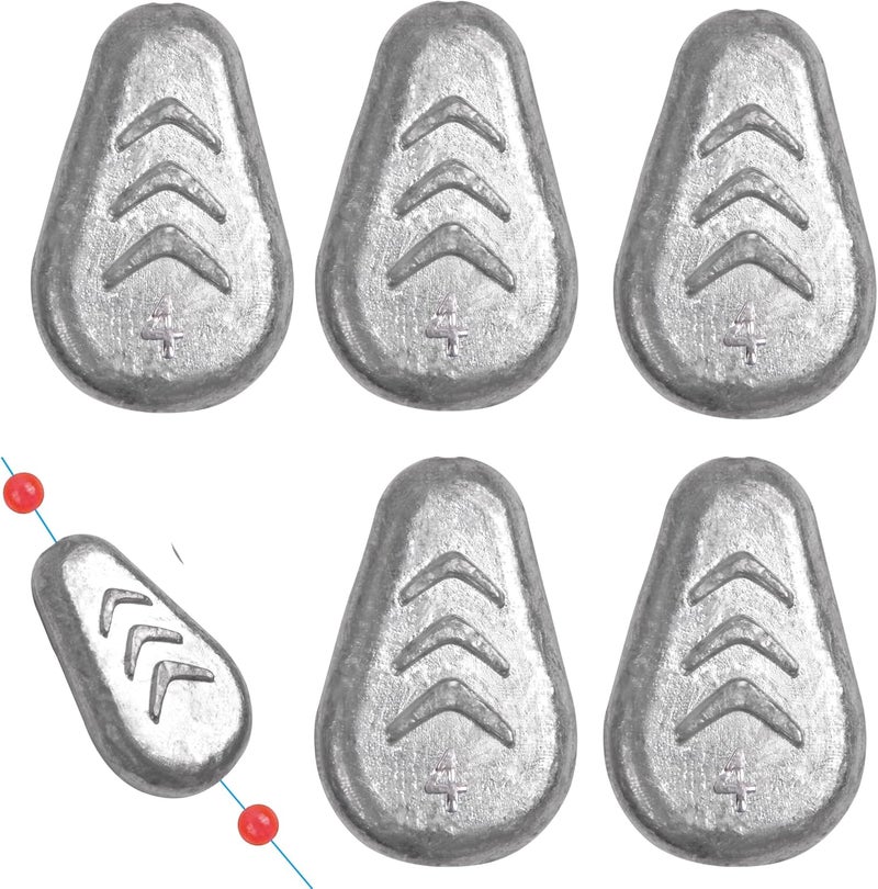 Shaddock Fishing No Roll Sinker Fishing Weights No Snag Flat Inline Sinker Weights Slip Sinkers Weights for Surf Fishing Catfish Rigs Saltwater Freshwater - Image 1